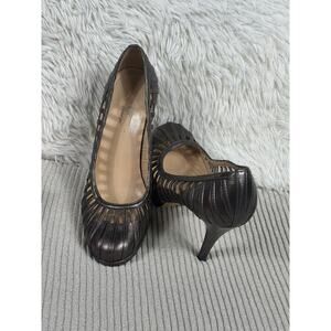 Talbots Shoes Womens Size 8B Black Leather Caged Cutout Pump Heels Stiletto